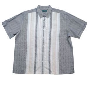 Cubavera Panel Shirt Mens XL Linen Blend Striped